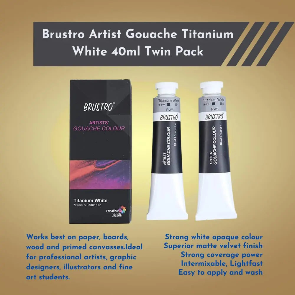 Brustro Artists Gouache Colour Titanium White 40ml Brustro